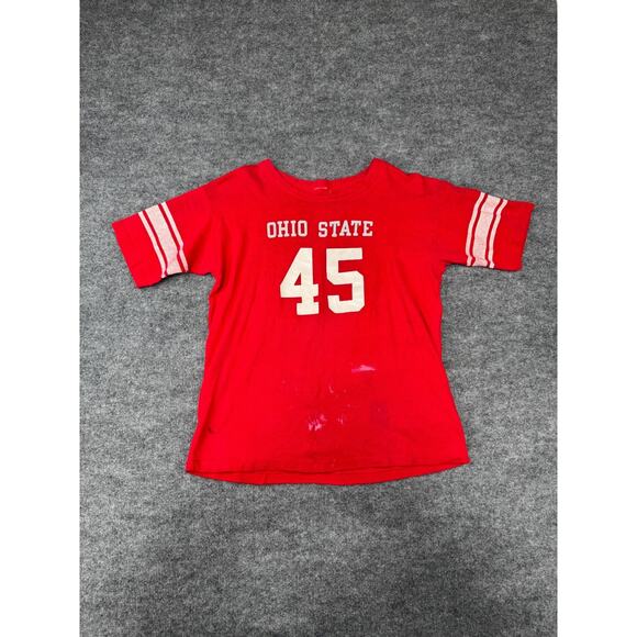 Vtg 70s Ohio State Buckeyes #45 Football Jersey T-Shirt Single Stitch Red Sz M-L - Picture 16 of 16